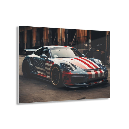 Acrylic Prints American Flag Porsche 3