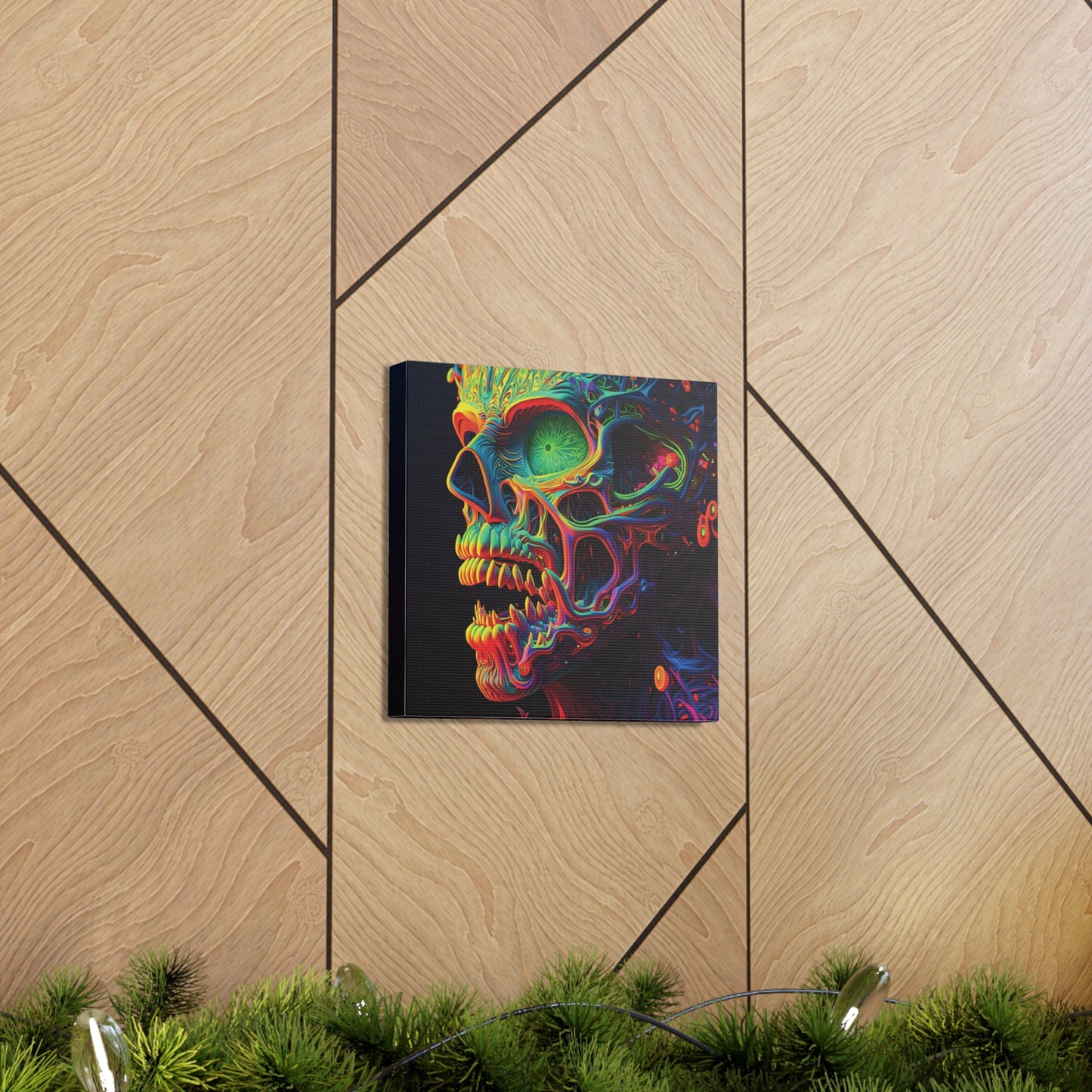 Canvas Gallery Wraps Florescent Skull Death 1