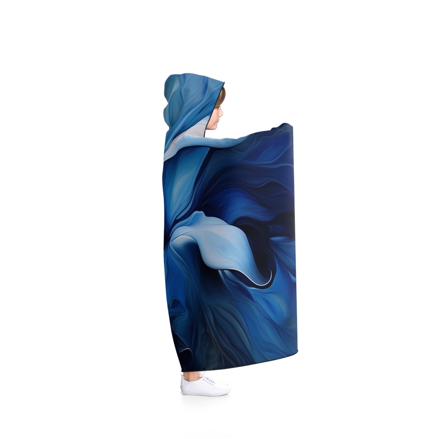 Hooded Blanket Abstract Blue Tulip 4