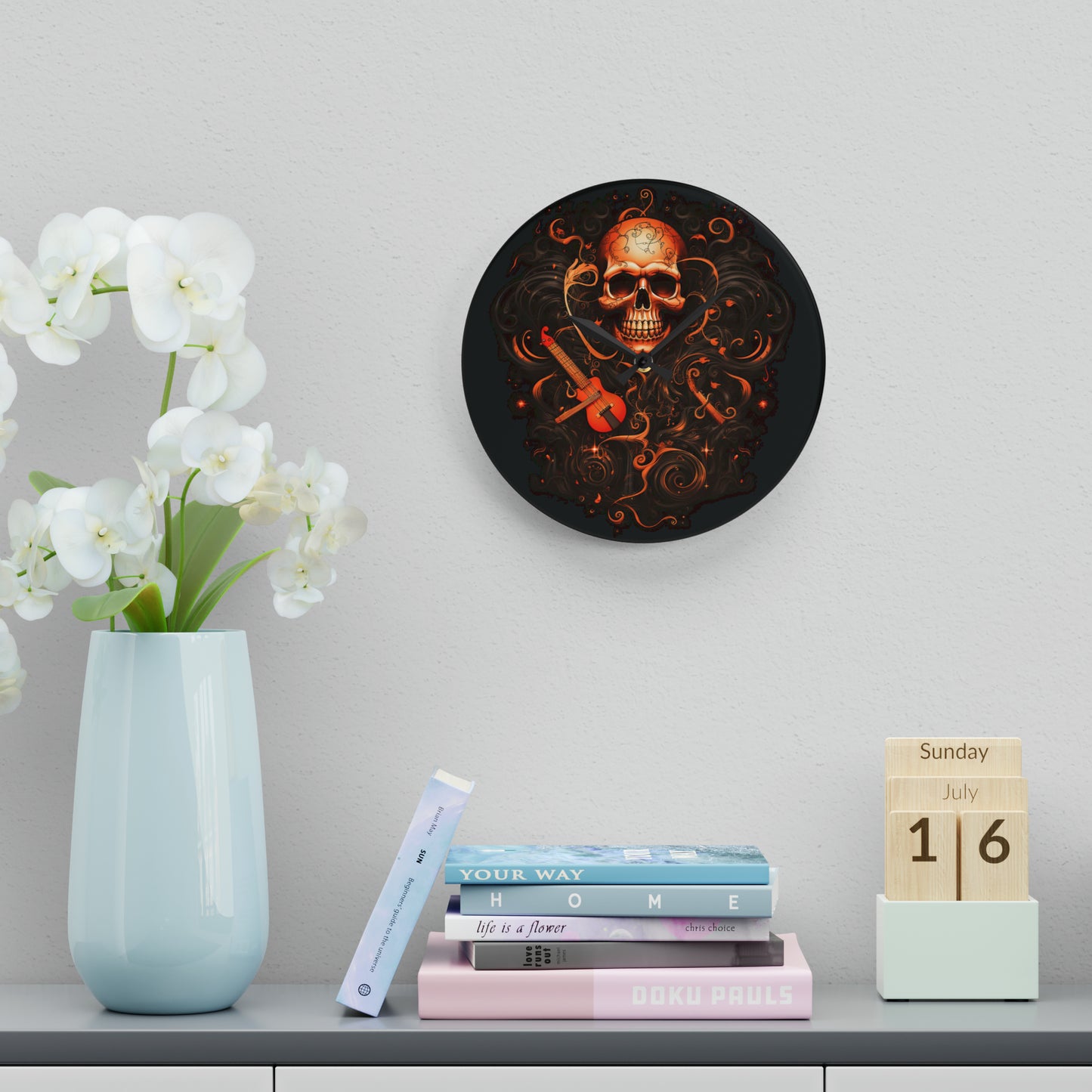 Acrylic Wall Clock Skull Treble Clef 4