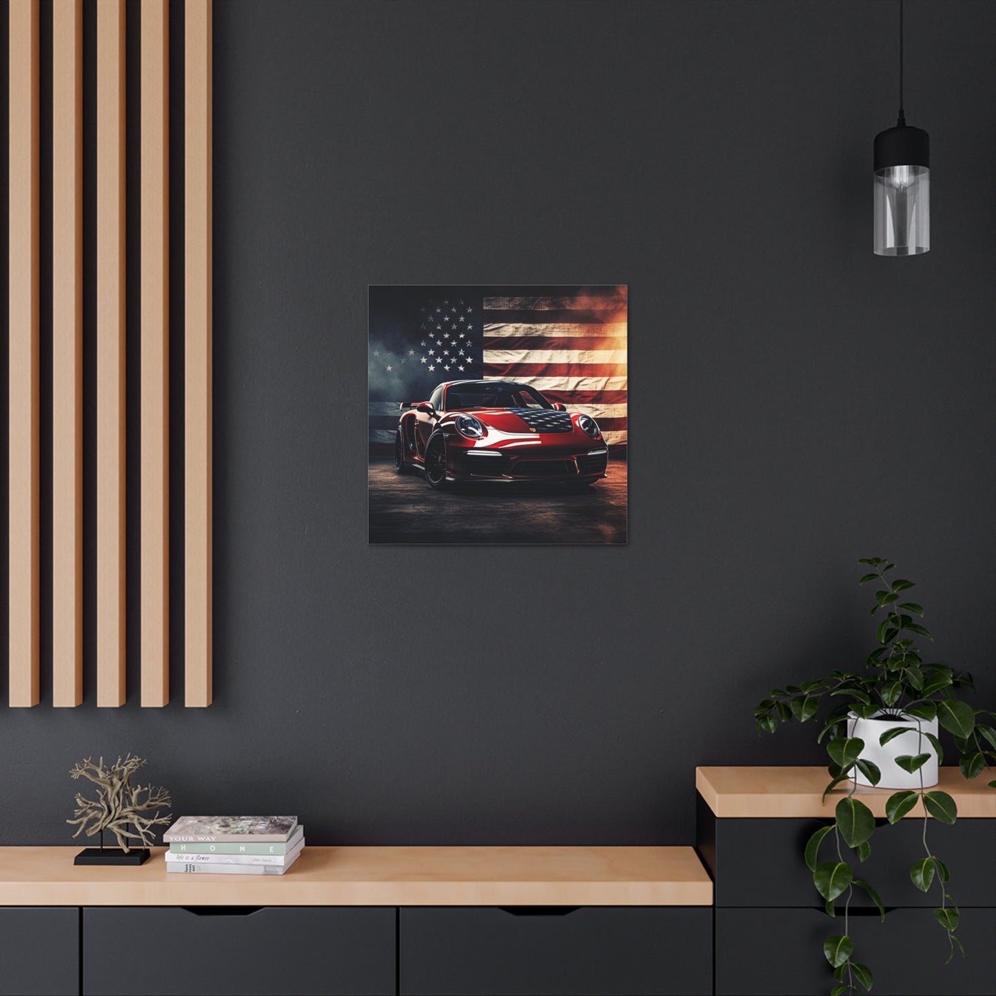 Canvas Gallery Wraps American Flag Background Porsche 2