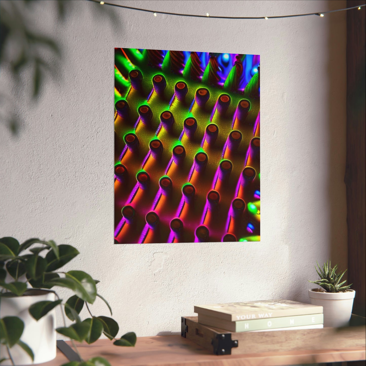 posters Macro Cactus neon square 1