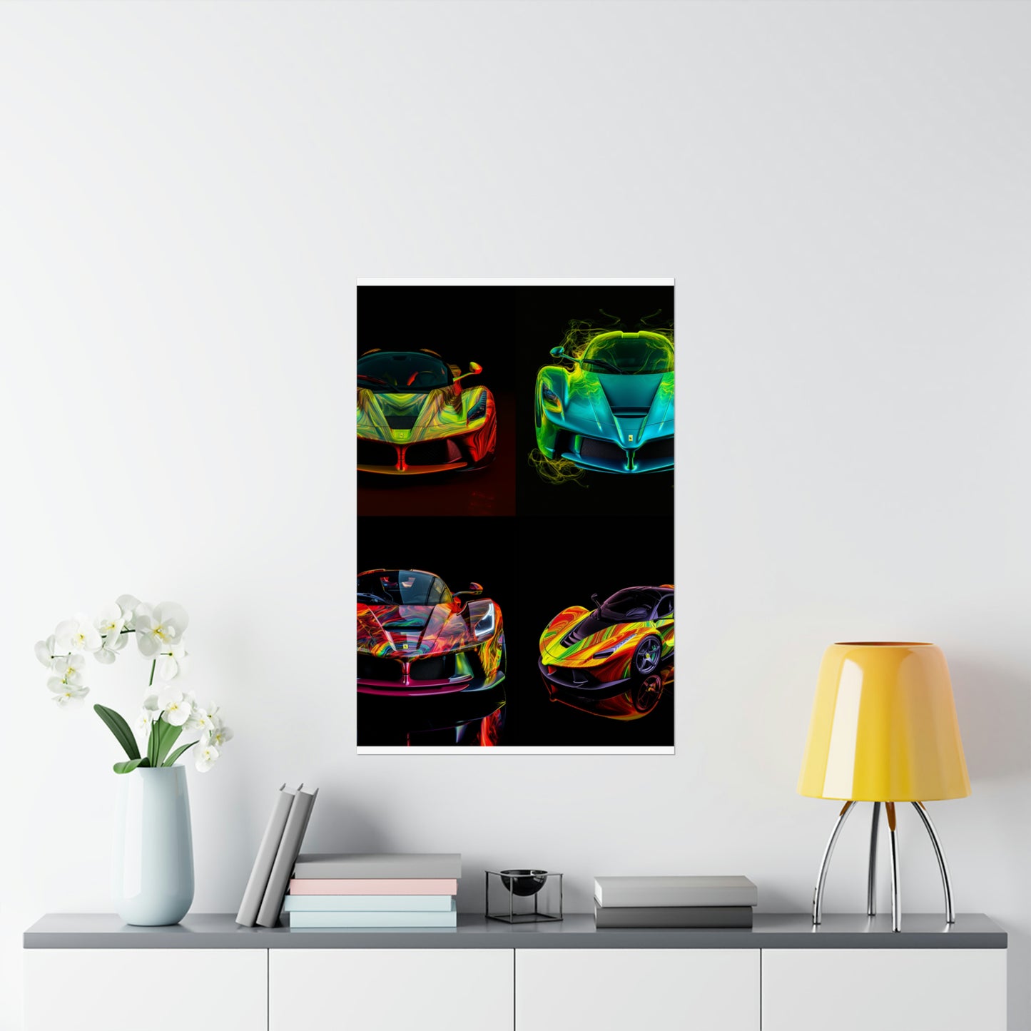 Premium Matte Vertical Posters Ferrari Neon 5