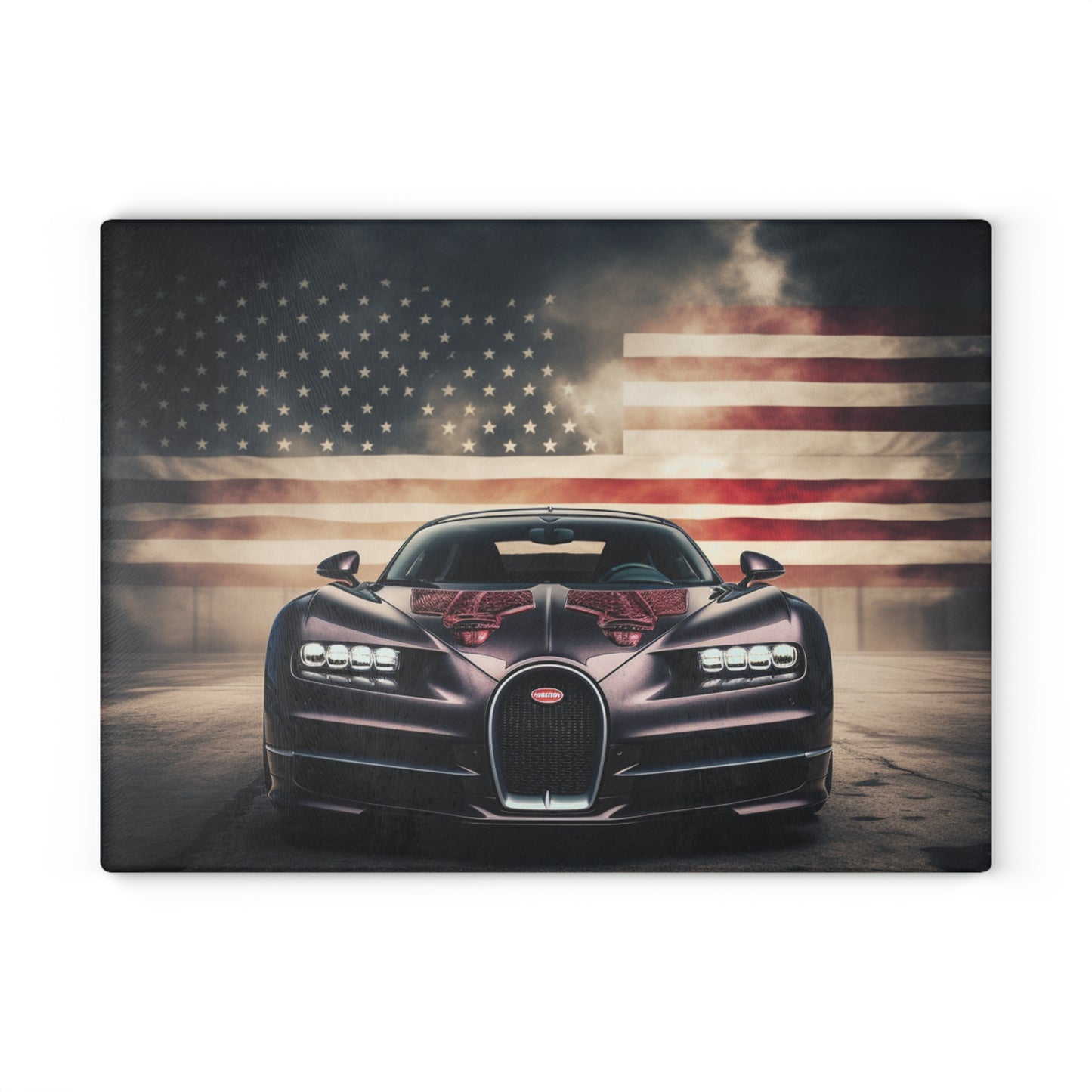 Glass Cutting Board American Flag Background Bugatti 2