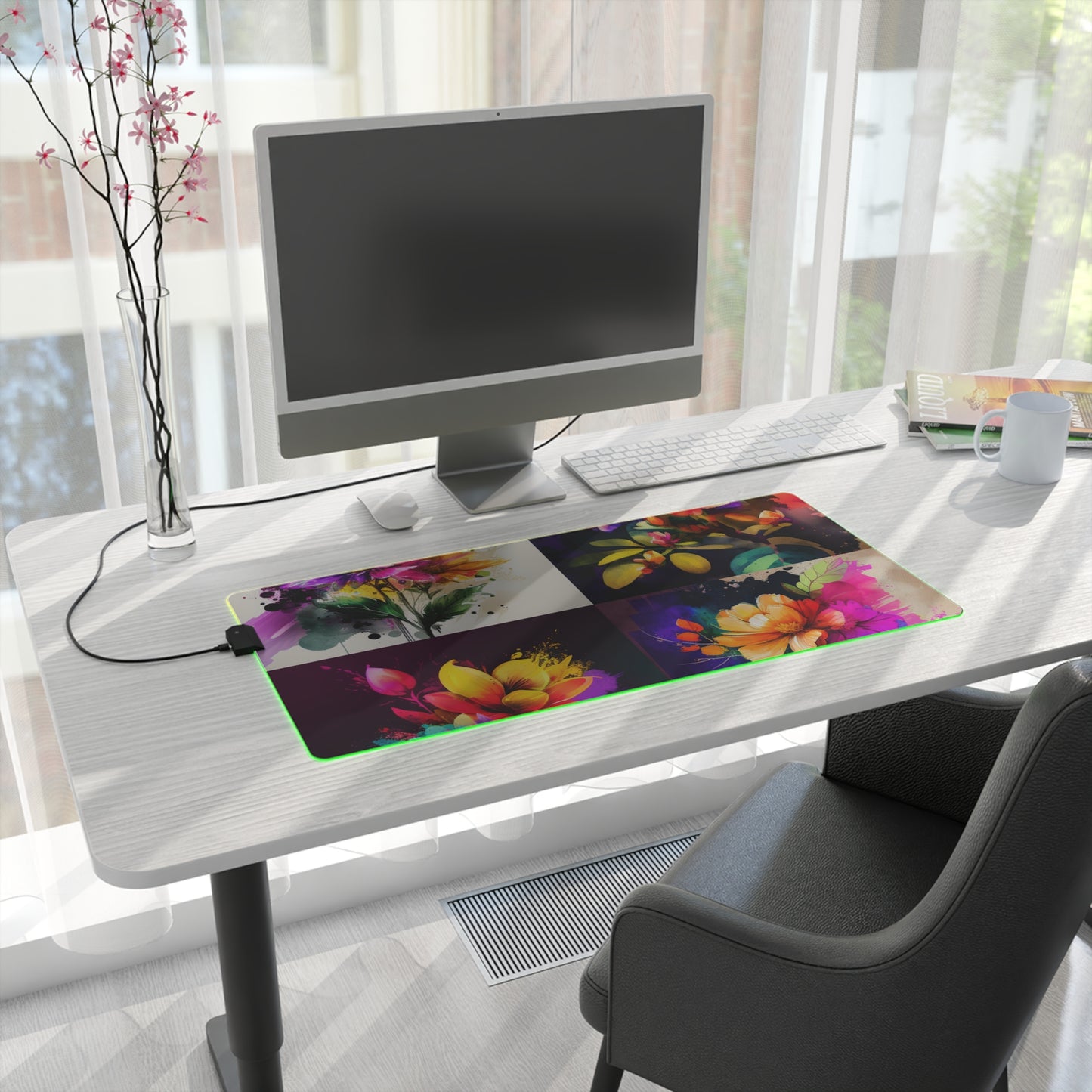 LED Gaming Mouse Pad Bright Spring Flowers 5