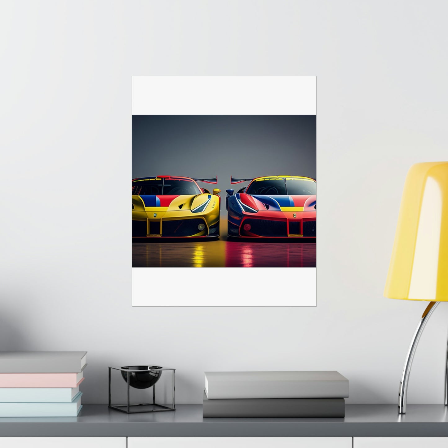 Premium Matte Vertical Posters Ferrari Red Blue 1