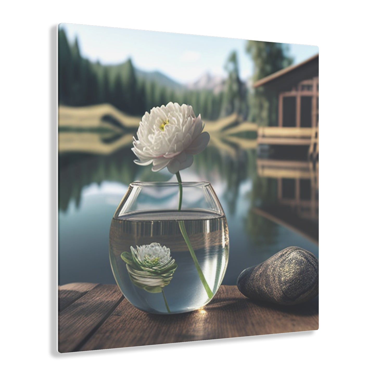 Acrylic Prints White Peony glass vase 2