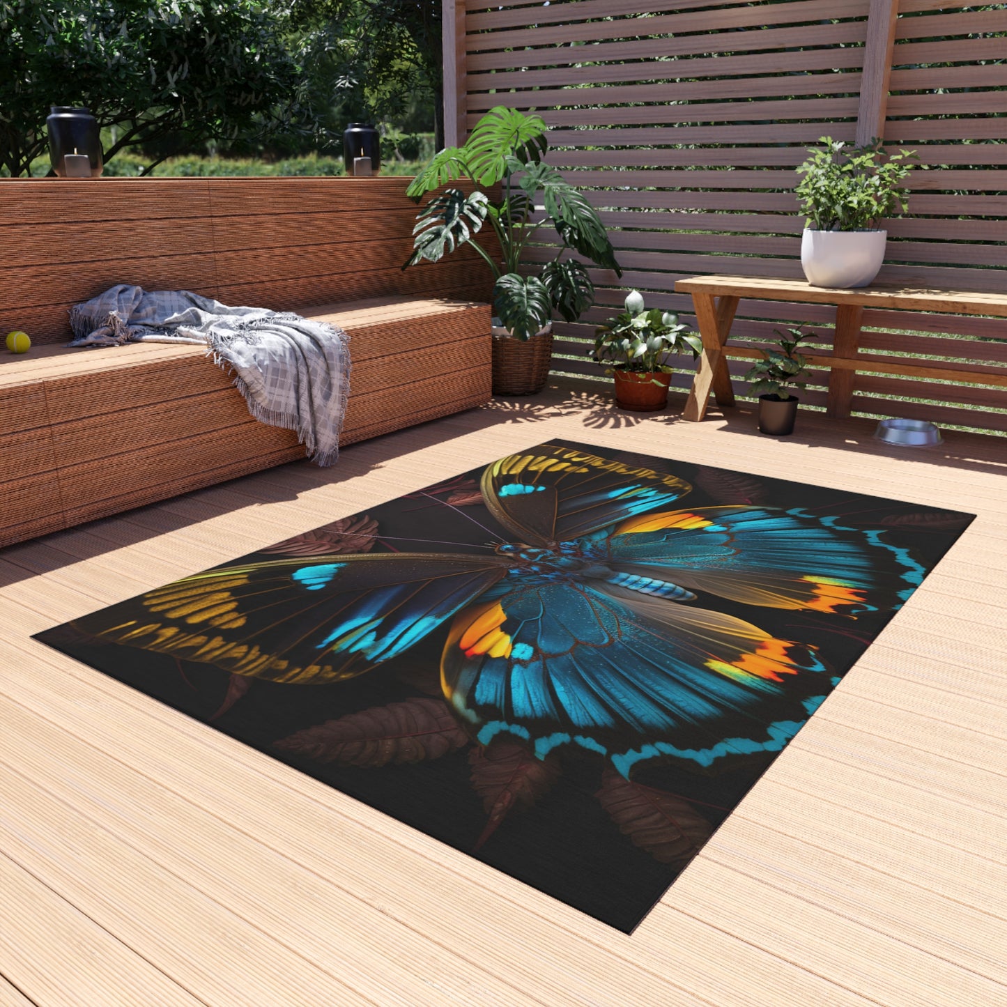 Outdoor Rug  Neon Butterfly Flair 1