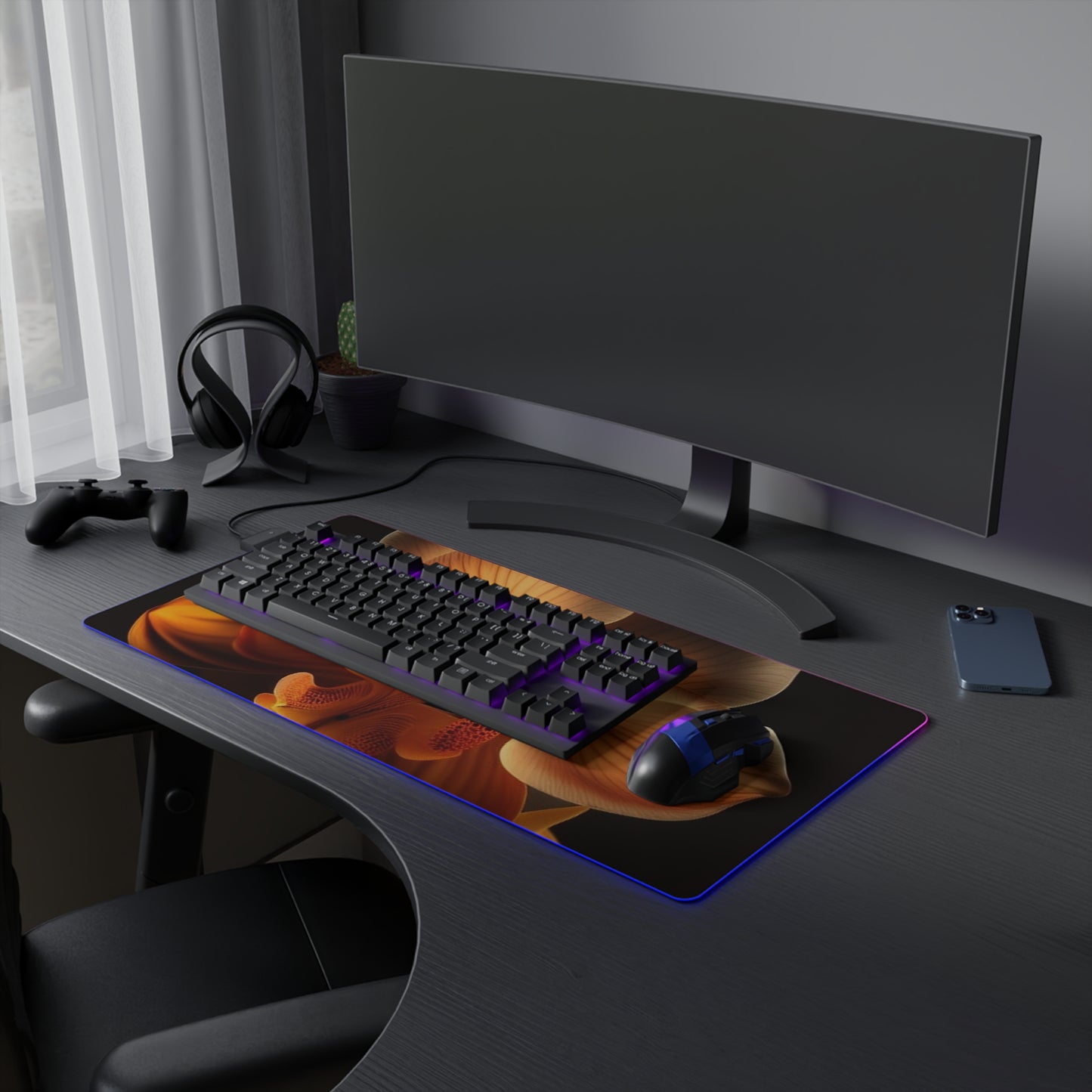 LED Gaming Mouse Pad Orange Orchid 2