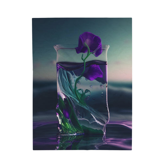 Velveteen Plush Blanket Purple Sweet pea in a vase 3