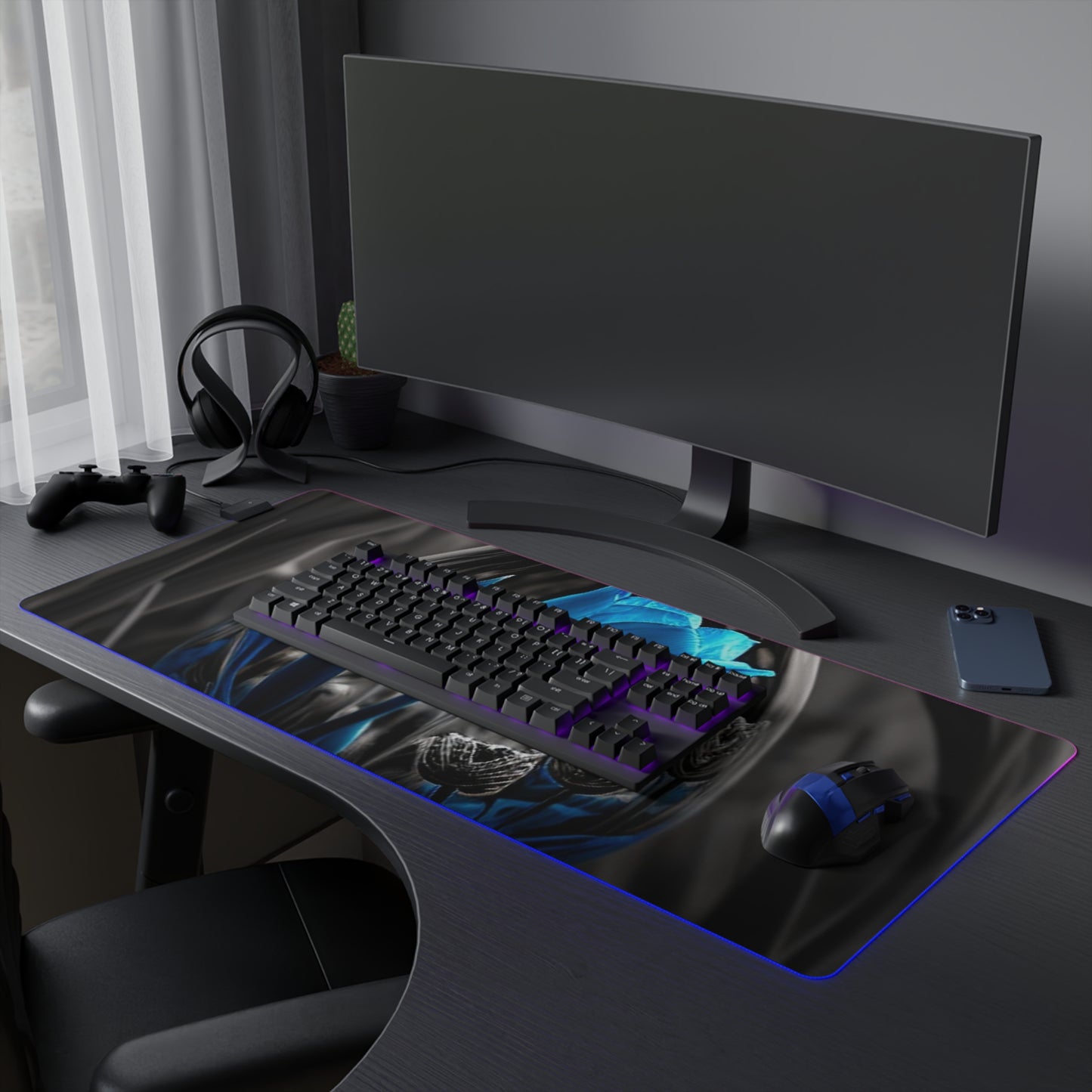 LED Gaming Mouse Pad Tulip Blue 4