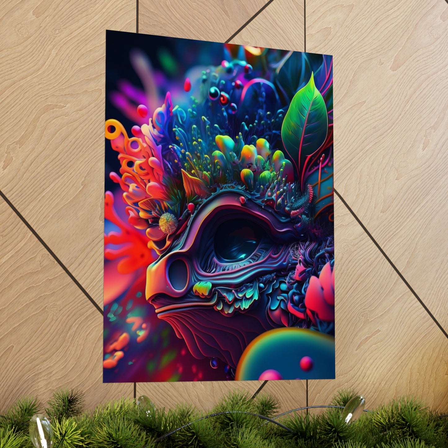 Premium Matte Vertical Posters Florescent Skull Death 2