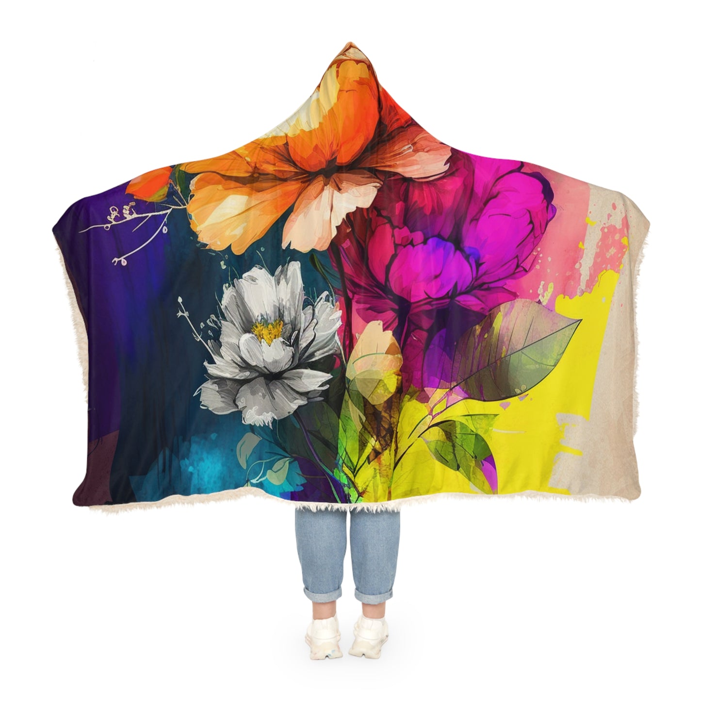 Snuggle Hooded Blanket Bright Spring Flowers 4