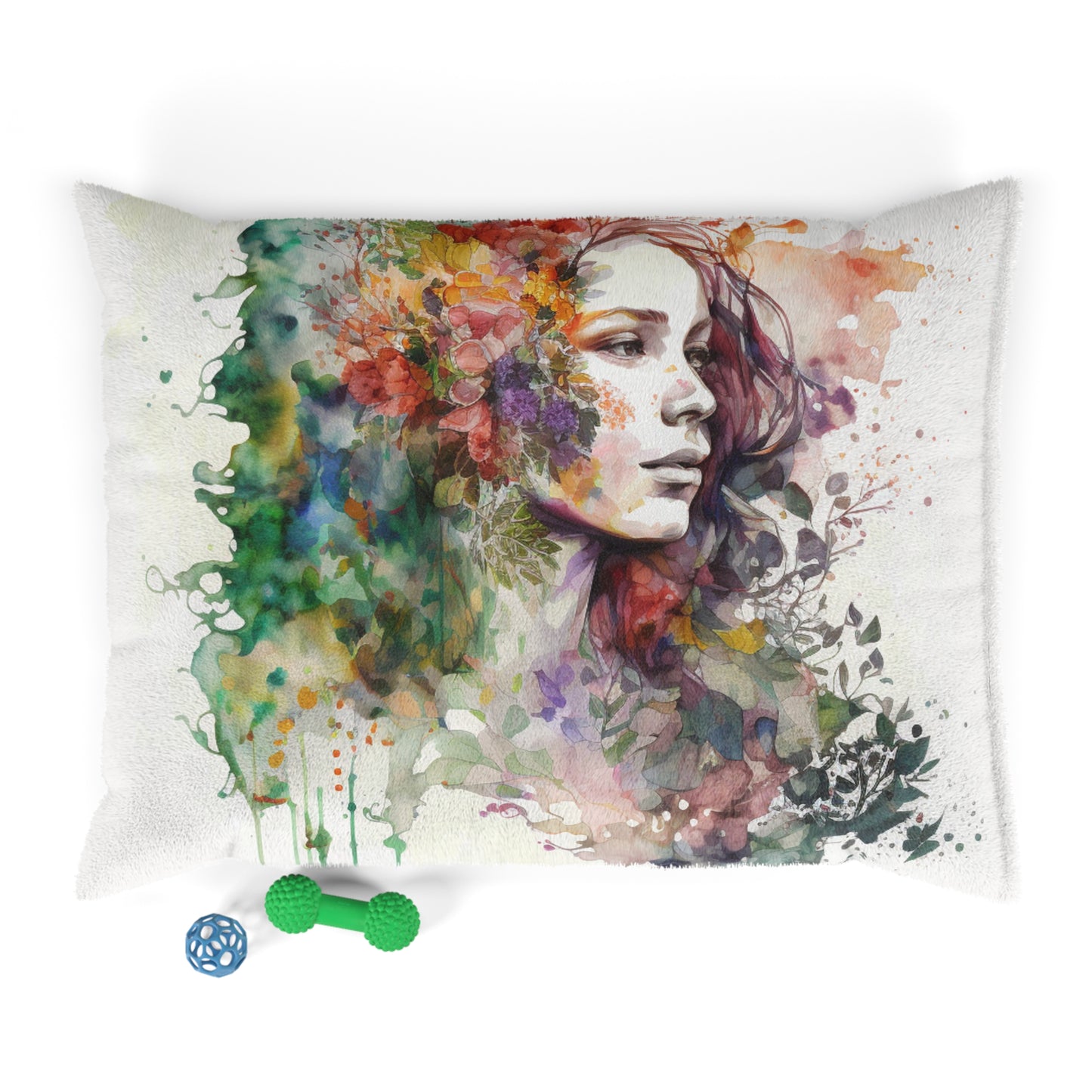 Pet Bed Mother Nature Bright Spring Colors Realistic Watercolor 3