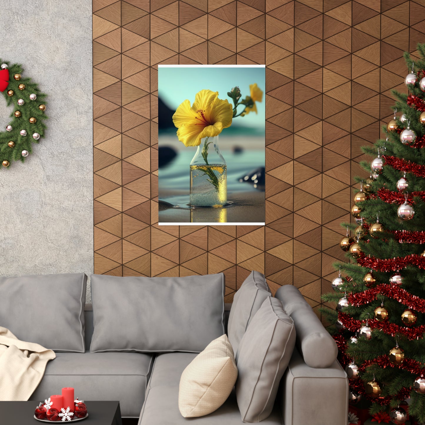 Premium Matte Vertical Posters Yellow Hibiscus glass 3