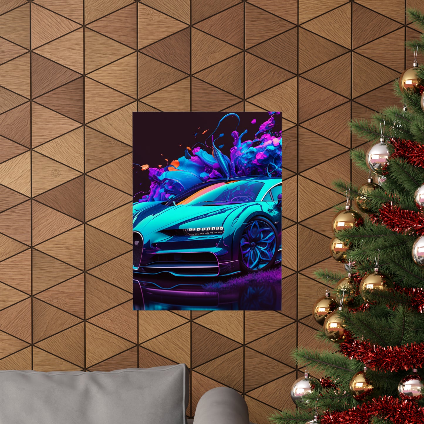 Premium Matte Vertical Posters Bugatti Neon Chiron 3