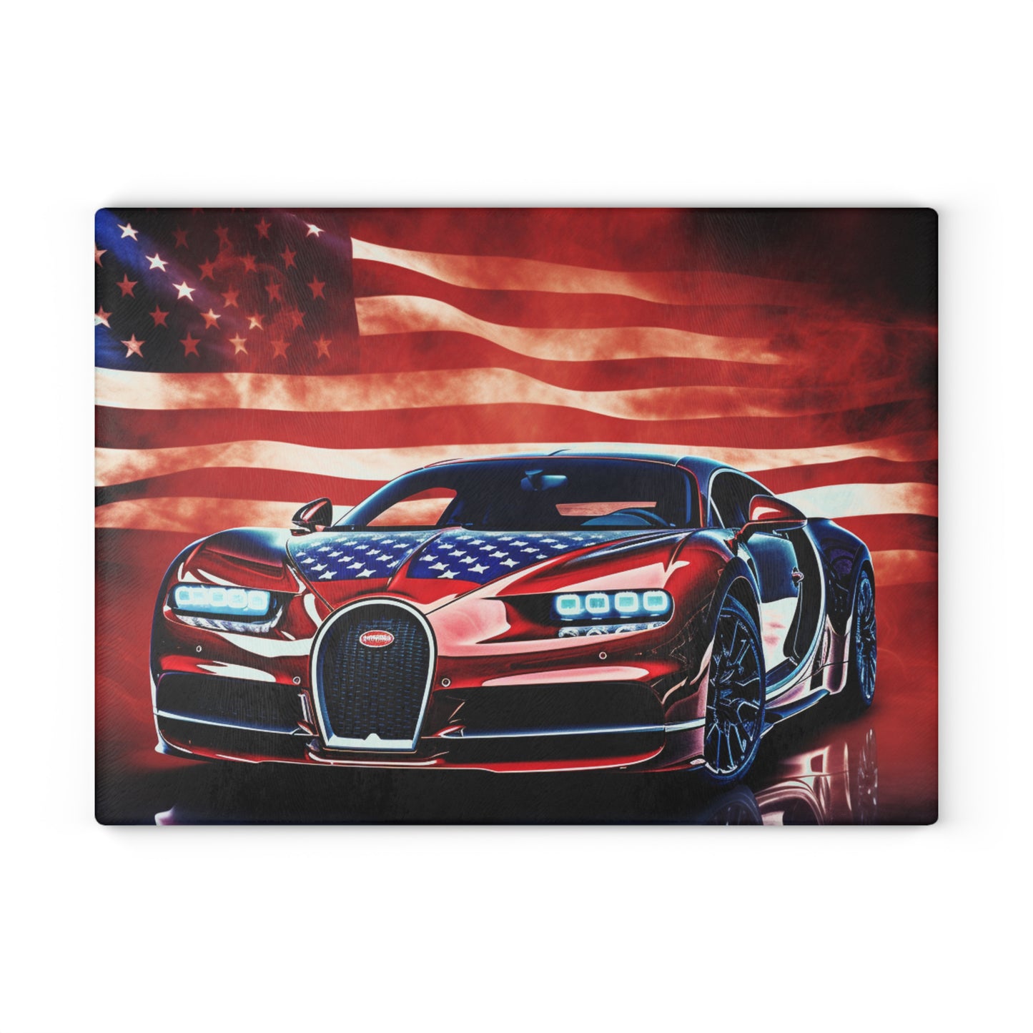 Glass Cutting Board Abstract American Flag Background Bugatti 3