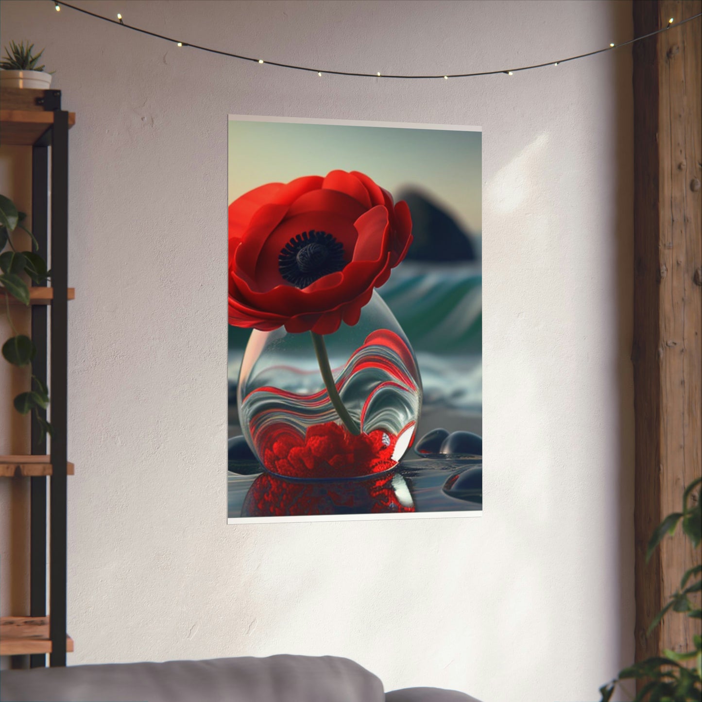 Premium Matte Vertical Posters Red Anemone in a Vase 1