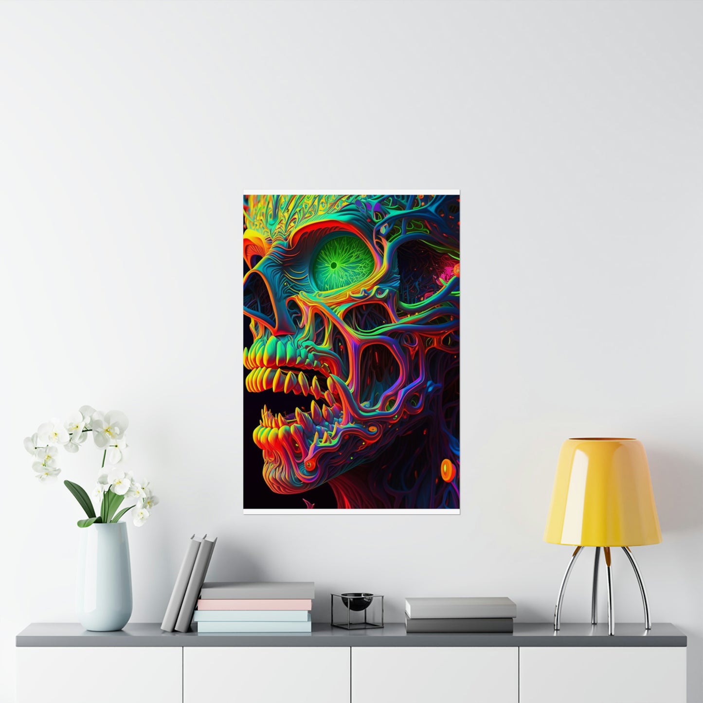 Premium Matte Vertical Posters Florescent Skull Death 1