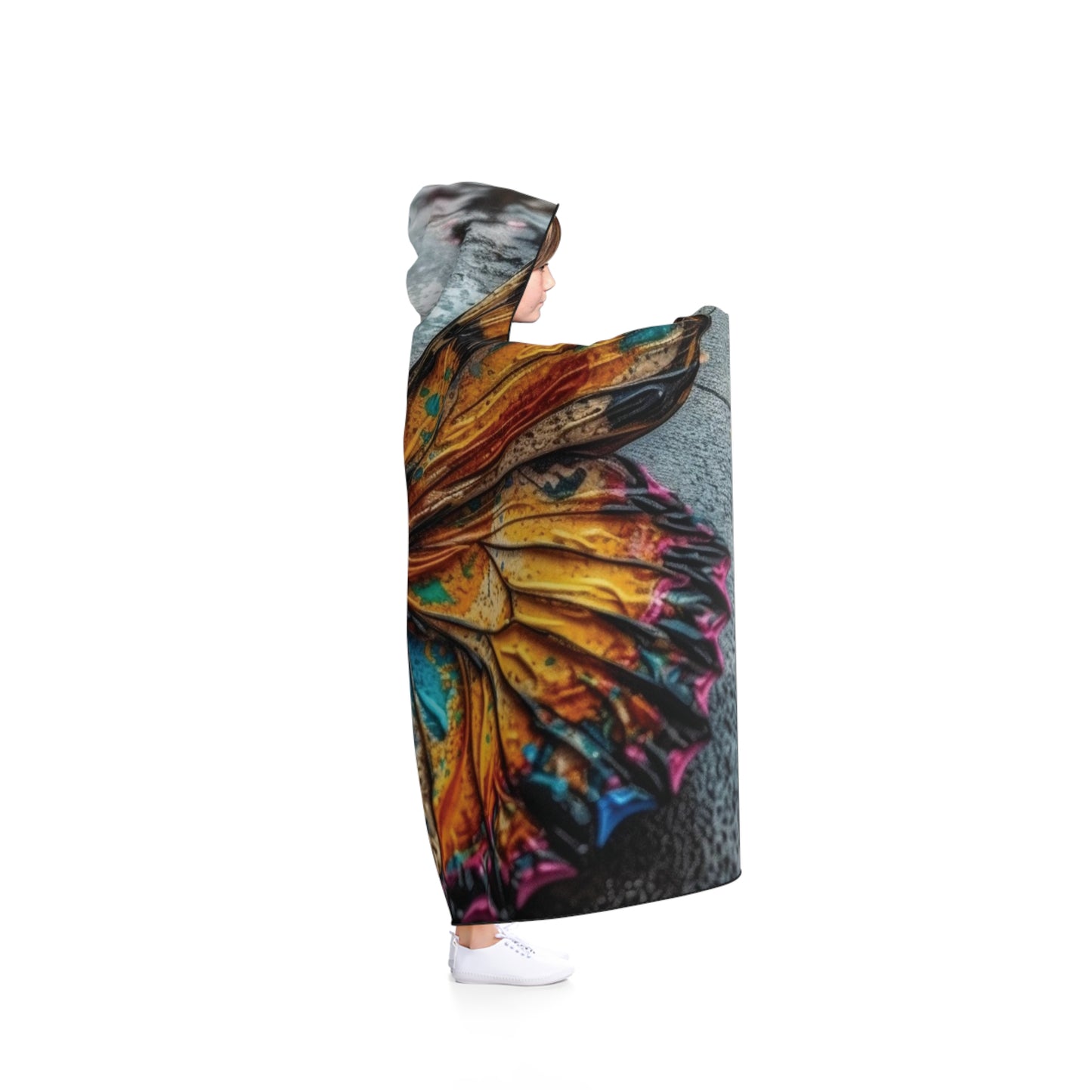 Hooded Blanket Liquid Street Butterfly 1