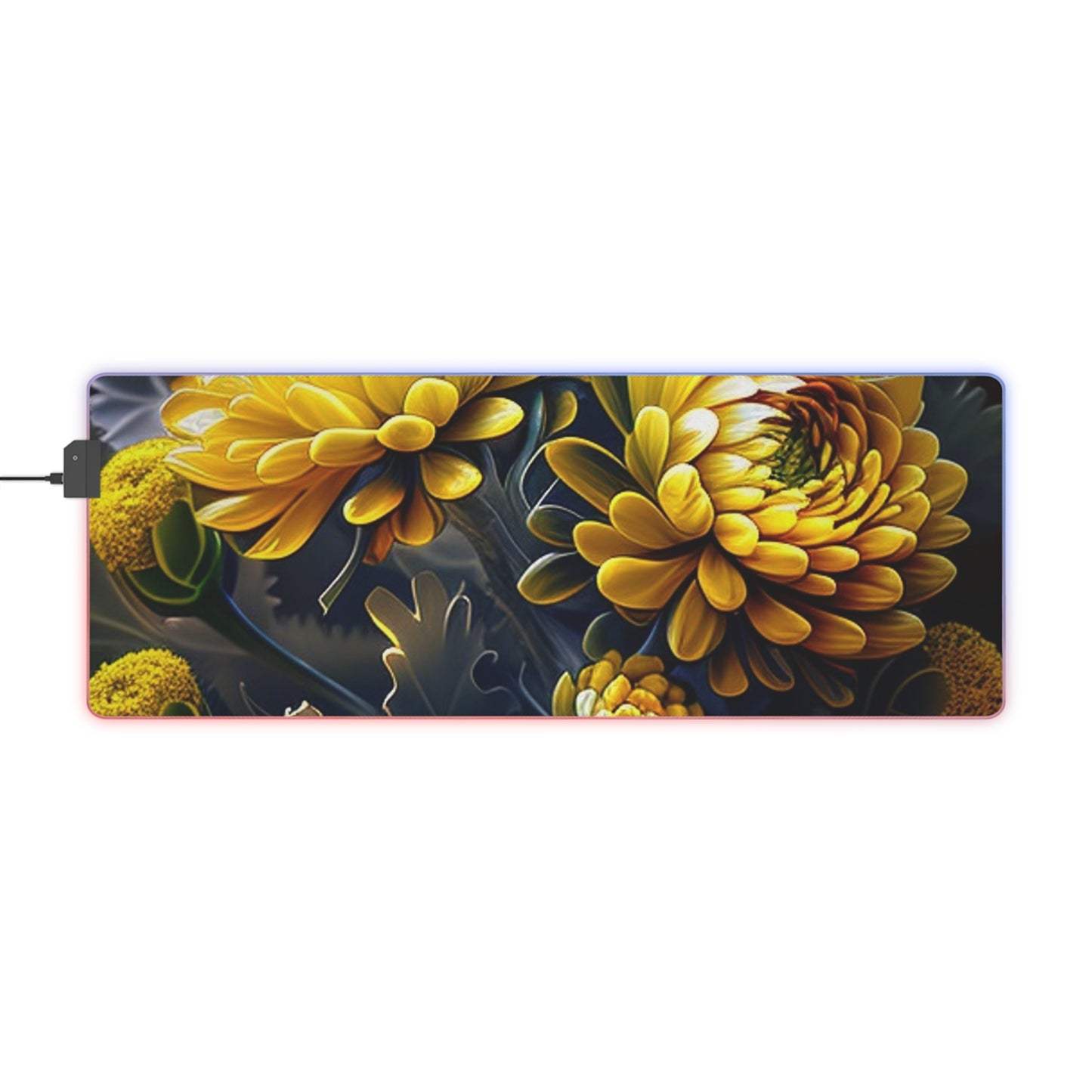 LED Gaming Mouse Pad Yellow Hermosas Flores Amarillas 3