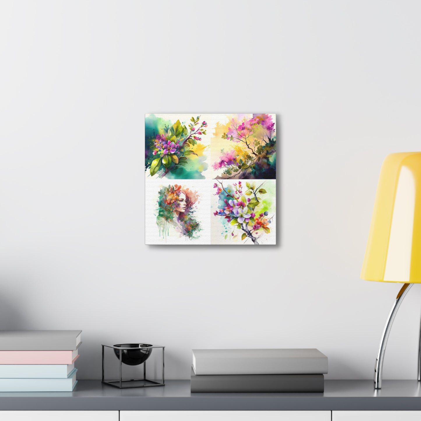 Canvas Gallery Wraps Mother Nature Bright Spring Colors Realistic Watercolor 5