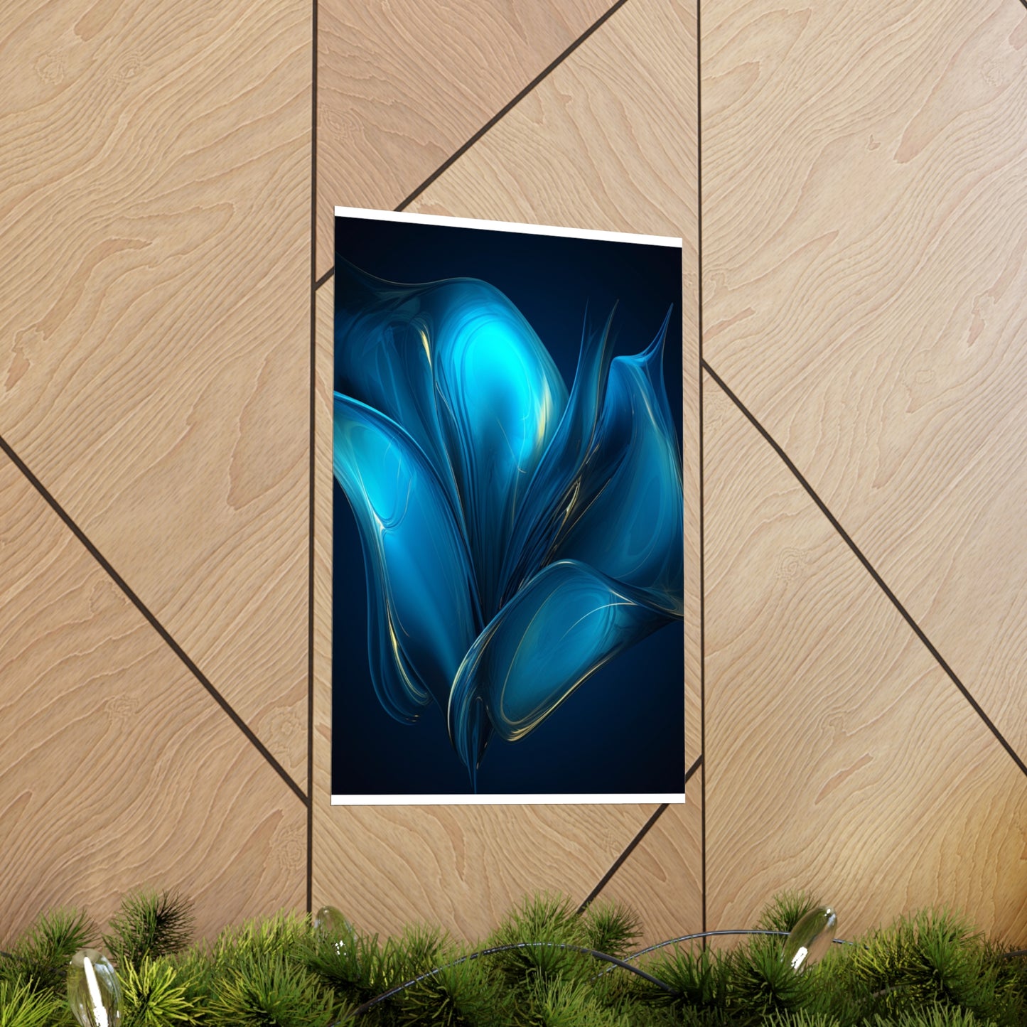 Premium Matte Vertical Posters Abstract Blue Tulip 2