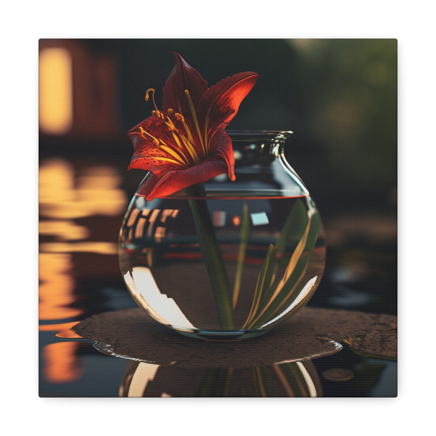 Canvas Gallery Wraps Red Lily in a Glass vase 2