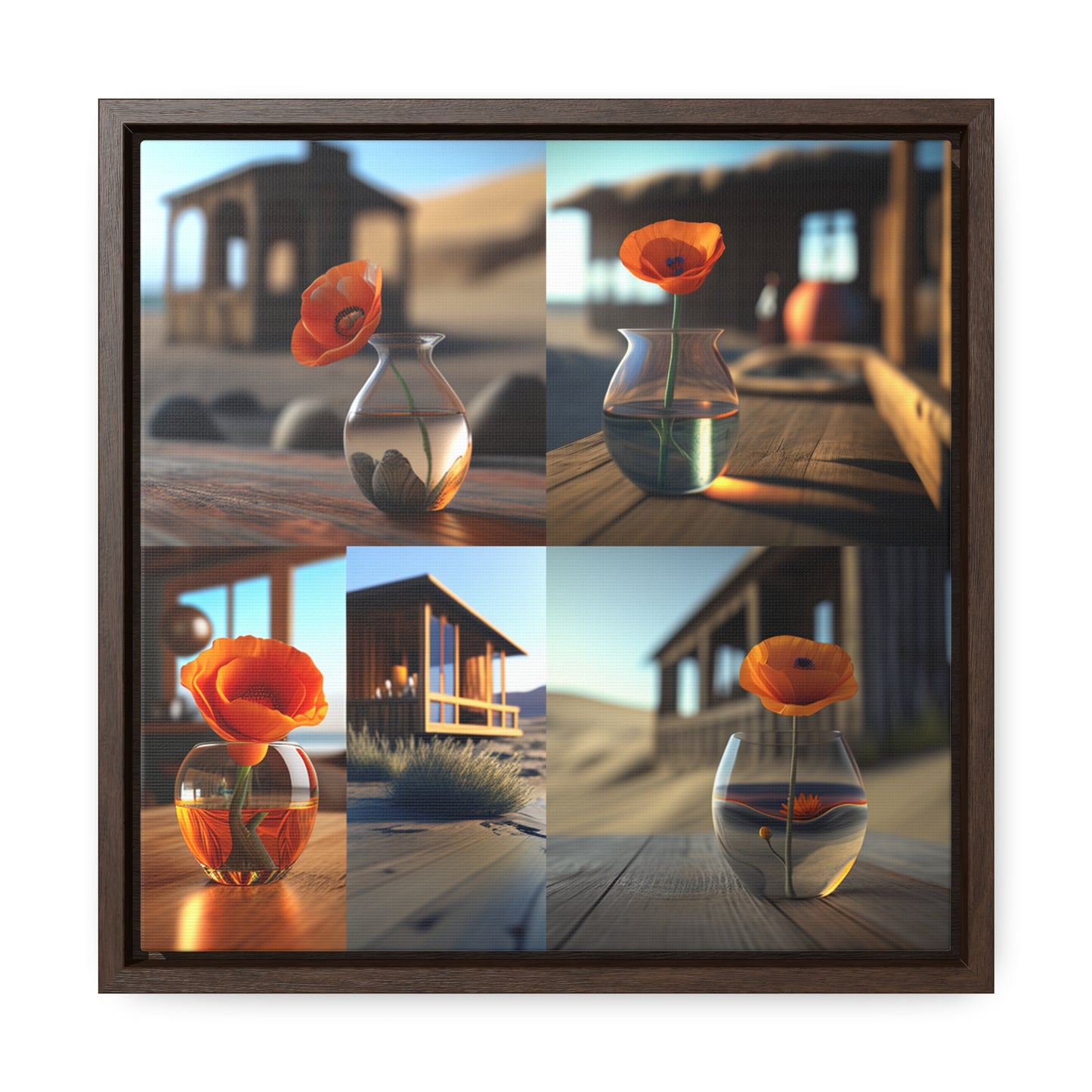 Gallery Canvas Wraps, Square Frame Poppy in a Glass Vase 5