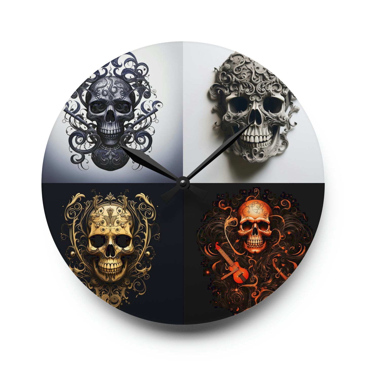 Acrylic Wall Clock Skull Treble Clef 5