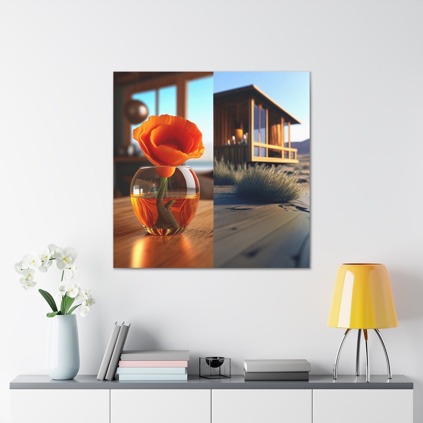Canvas Gallery Wraps Poppy in a Glass Vase 3