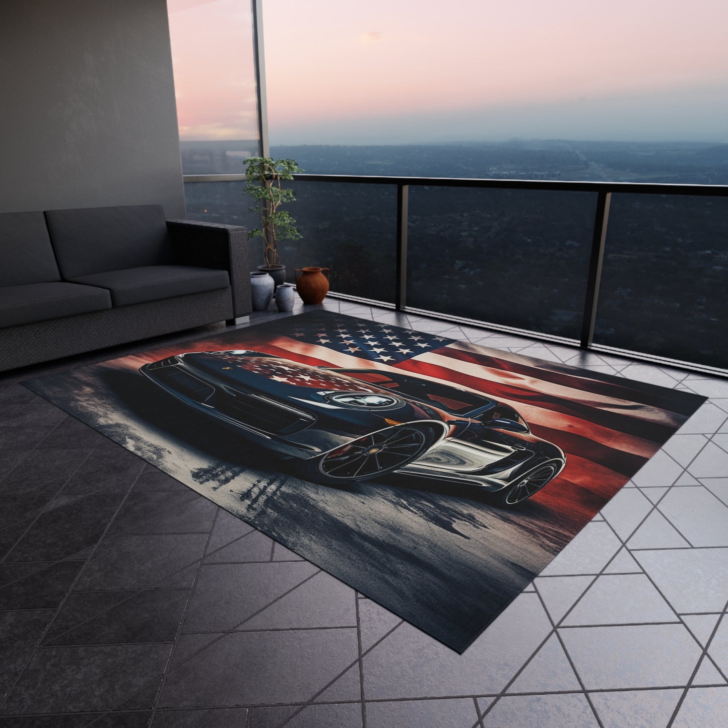 Outdoor Rug  Abstract American Flag Background Porsche 2