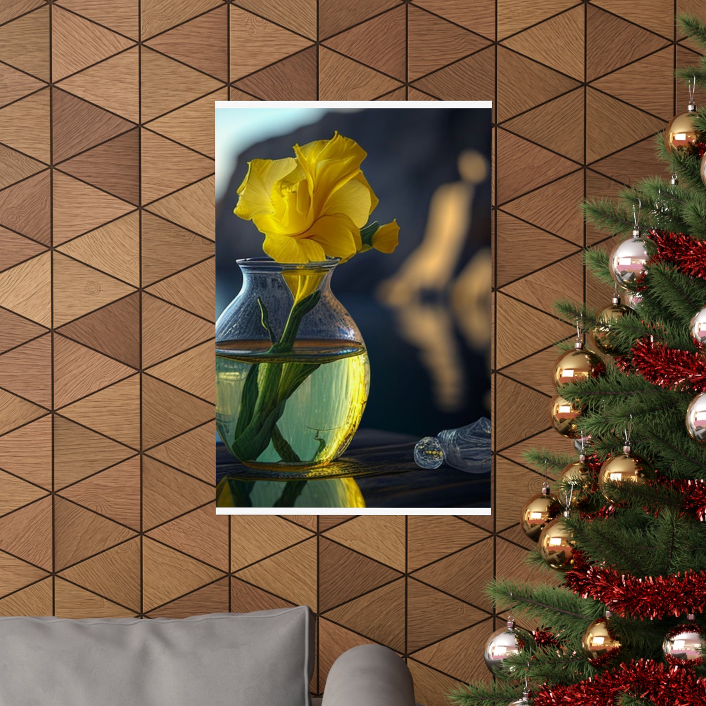 Premium Matte Vertical Posters Yellow Gladiolus glass 3