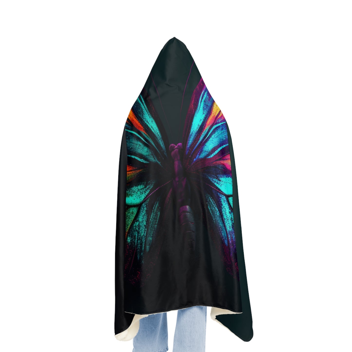 Snuggle Hooded Blanket Hyper Colorful Butterfly Macro 4