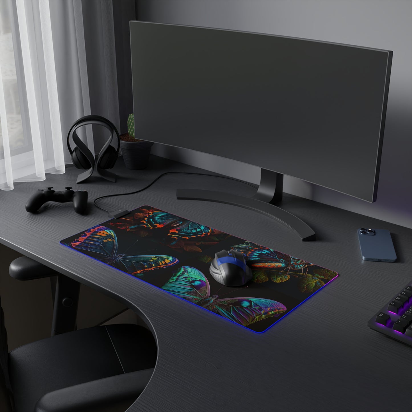 LED Gaming Mouse Pad Hue Neon Butterfly 5