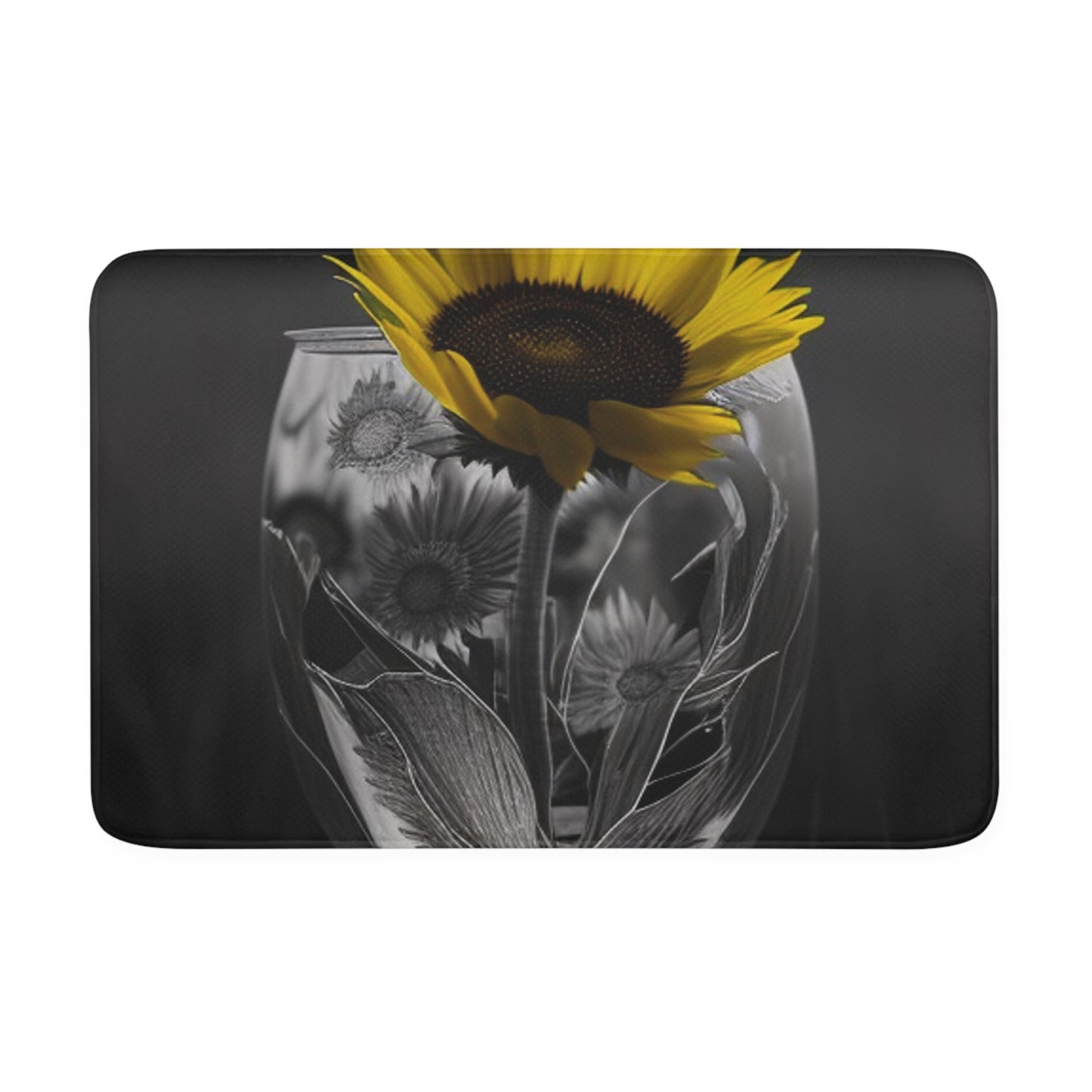 Memory Foam Bath Mat Yellw Sunflower in a vase 1