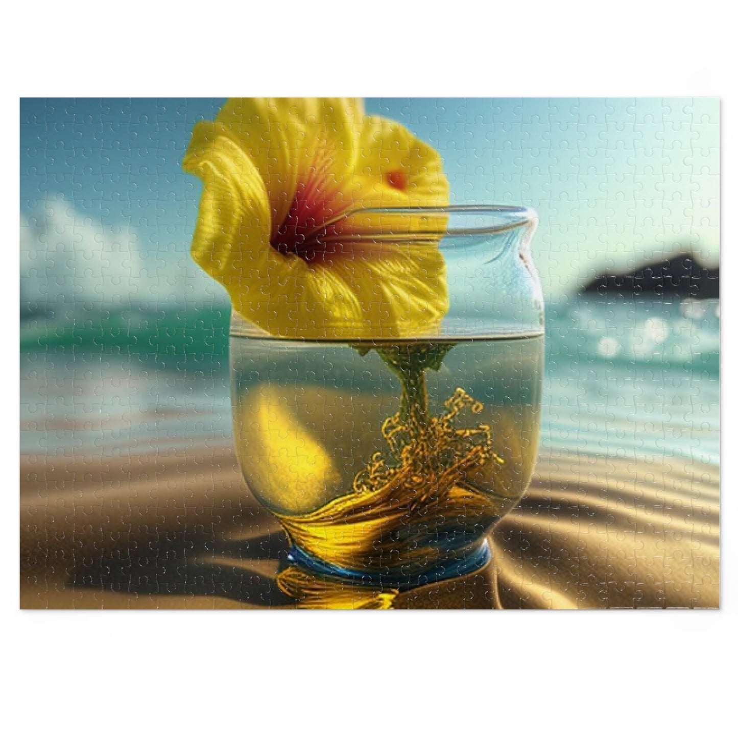 Jigsaw Puzzle (30, 110, 252, 500,1000-Piece) Yellow Hibiscus glass 1