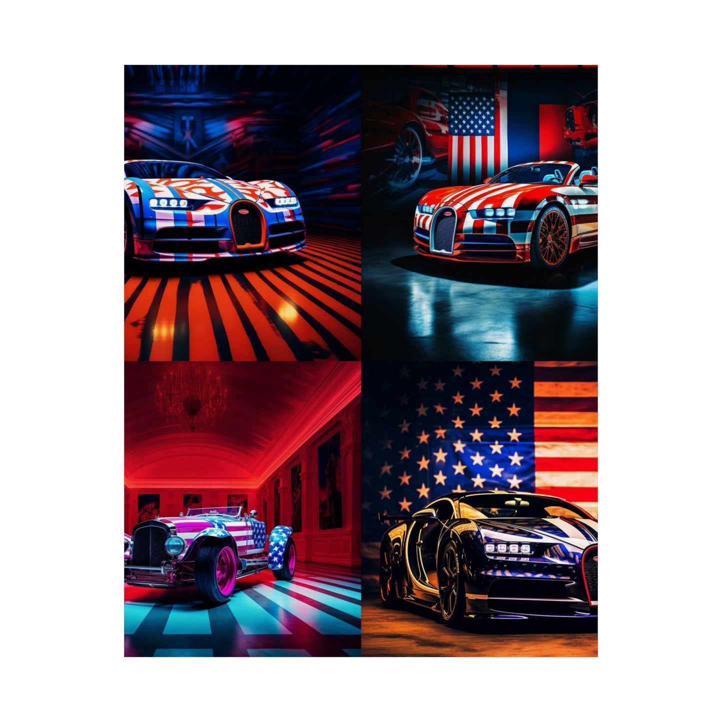 Premium Matte Vertical Posters Macro Bugatti American Flag 5