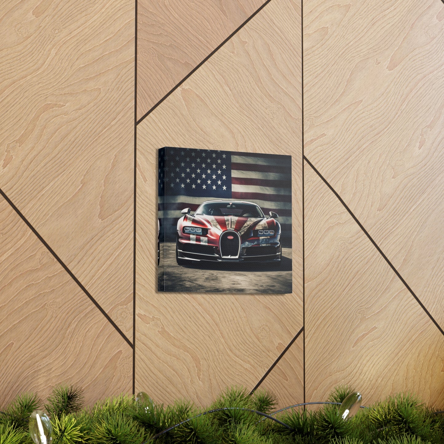 Canvas Gallery Wraps American Flag Background Bugatti 3