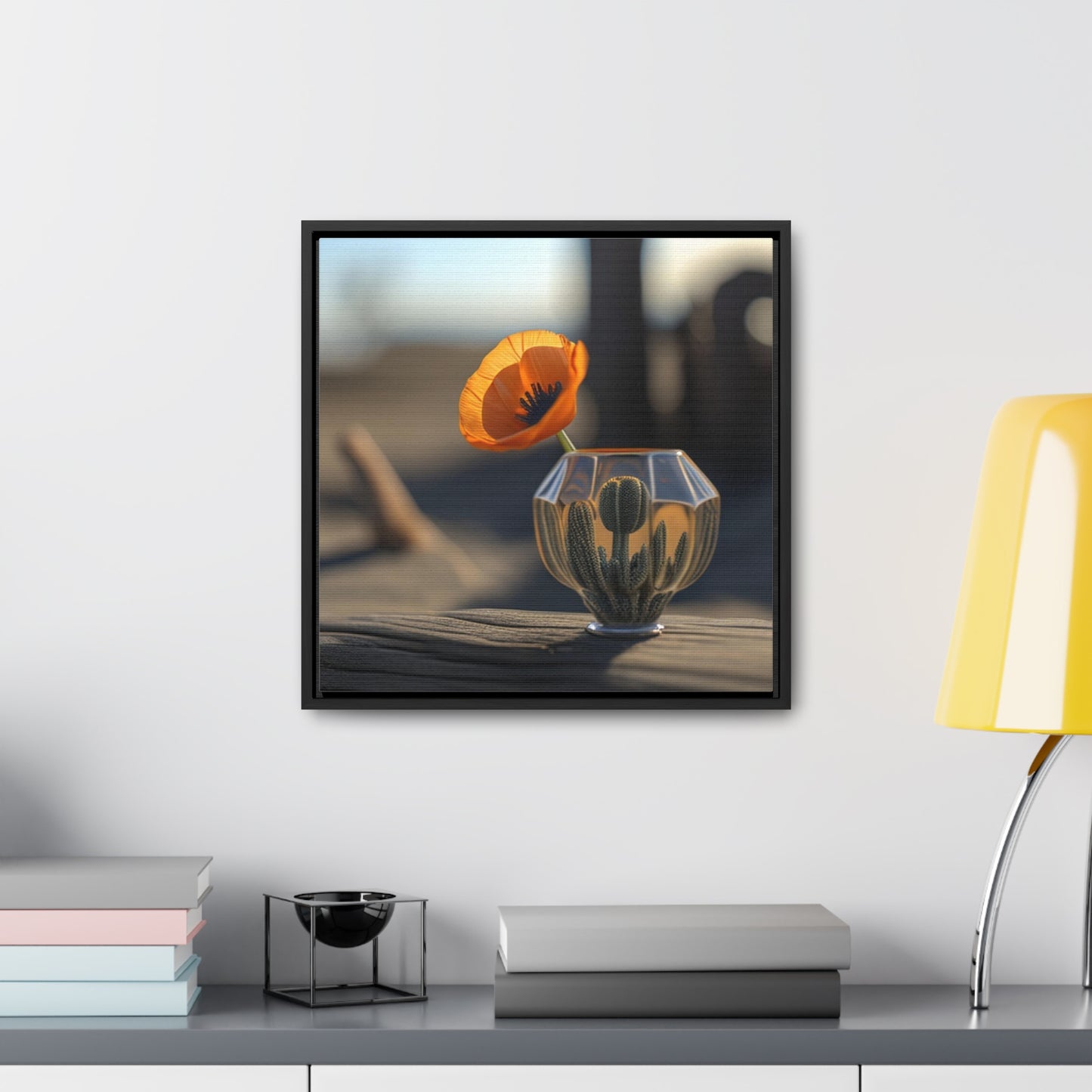 Gallery Canvas Wraps, Square Frame Orange Poppy in a Vase 2