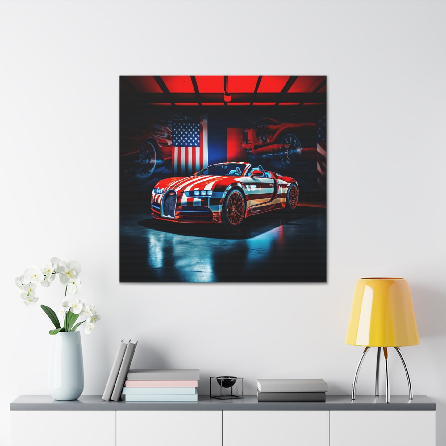 Canvas Gallery Wraps Macro Bugatti American Flag 2