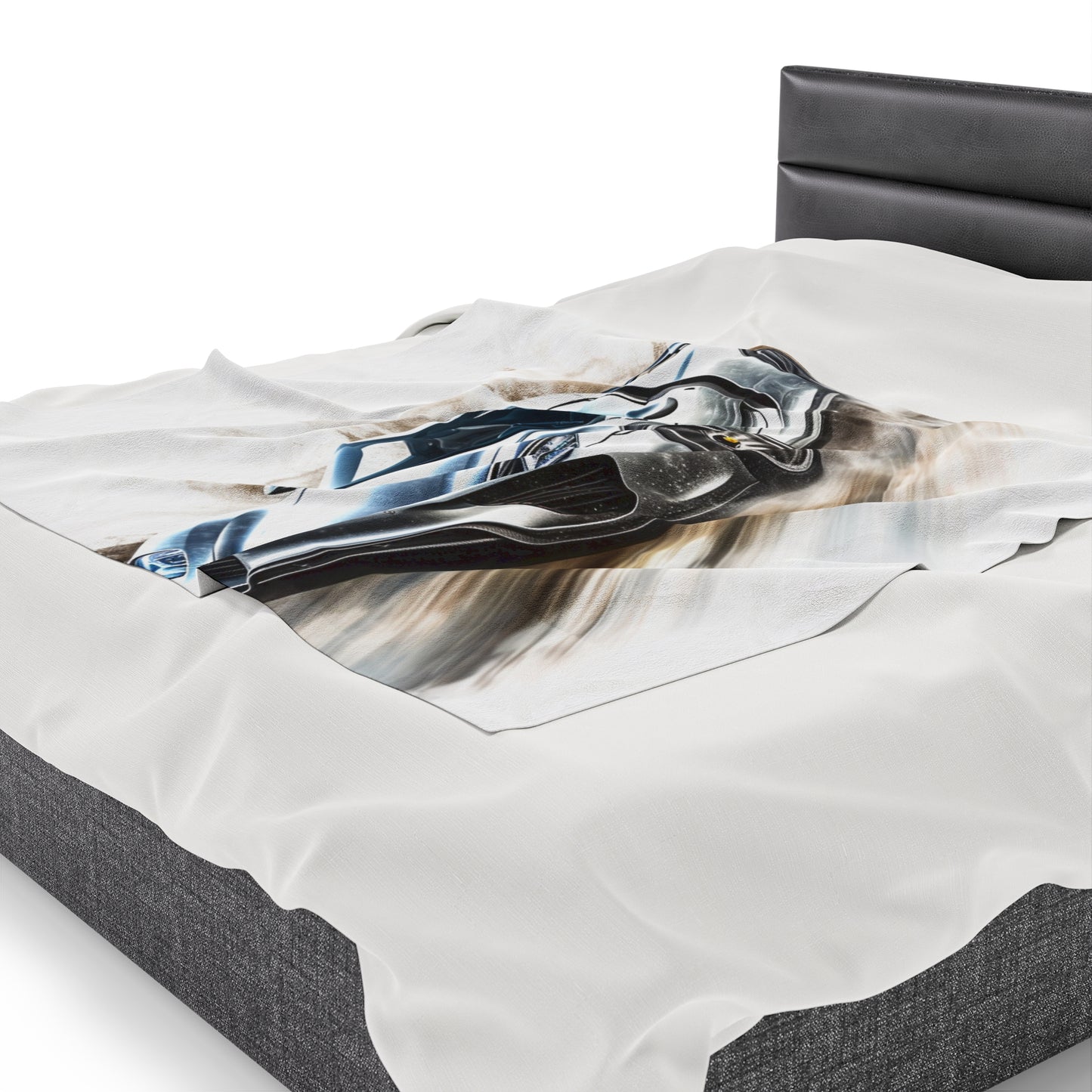 Velveteen Plush Blanket 918 Spyder white background driving fast with water splashing 2
