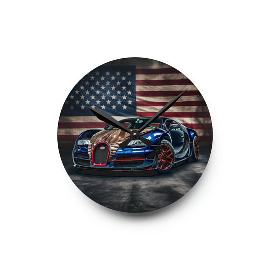 Acrylic Wall Clock Bugatti American Flag 4