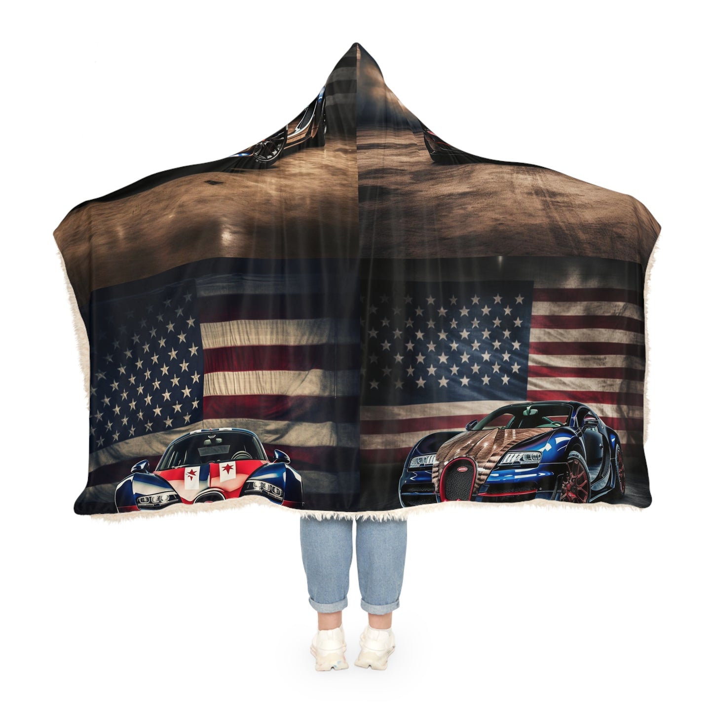 Snuggle Hooded Blanket Bugatti American Flag 5