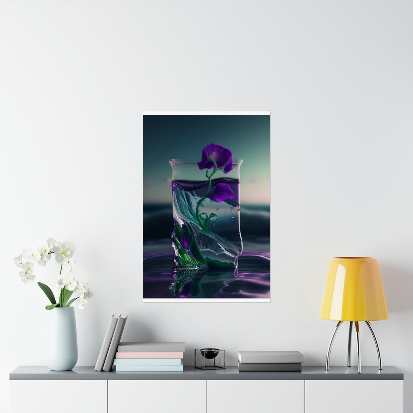 Premium Matte Vertical Posters Purple Sweet pea in a vase 3