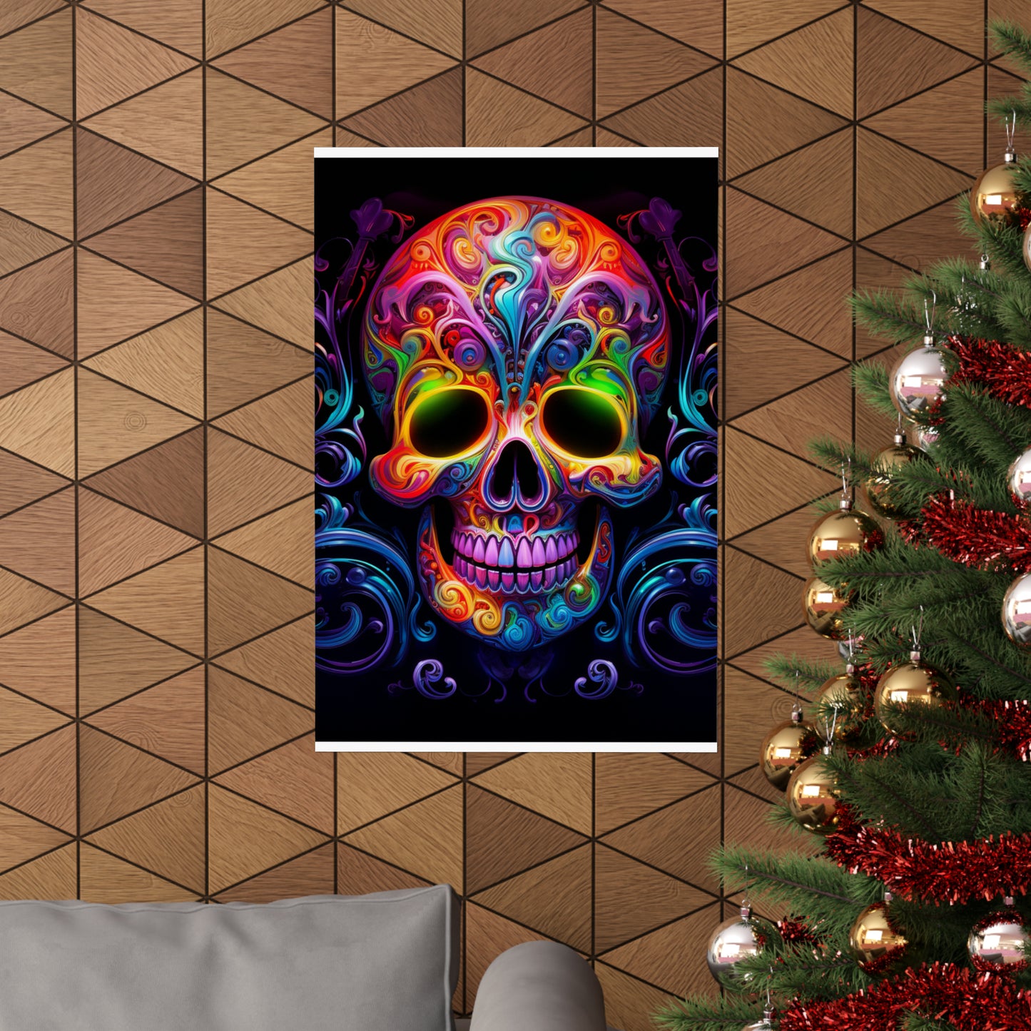 Premium Matte Vertical Posters Macro Skull Color 2