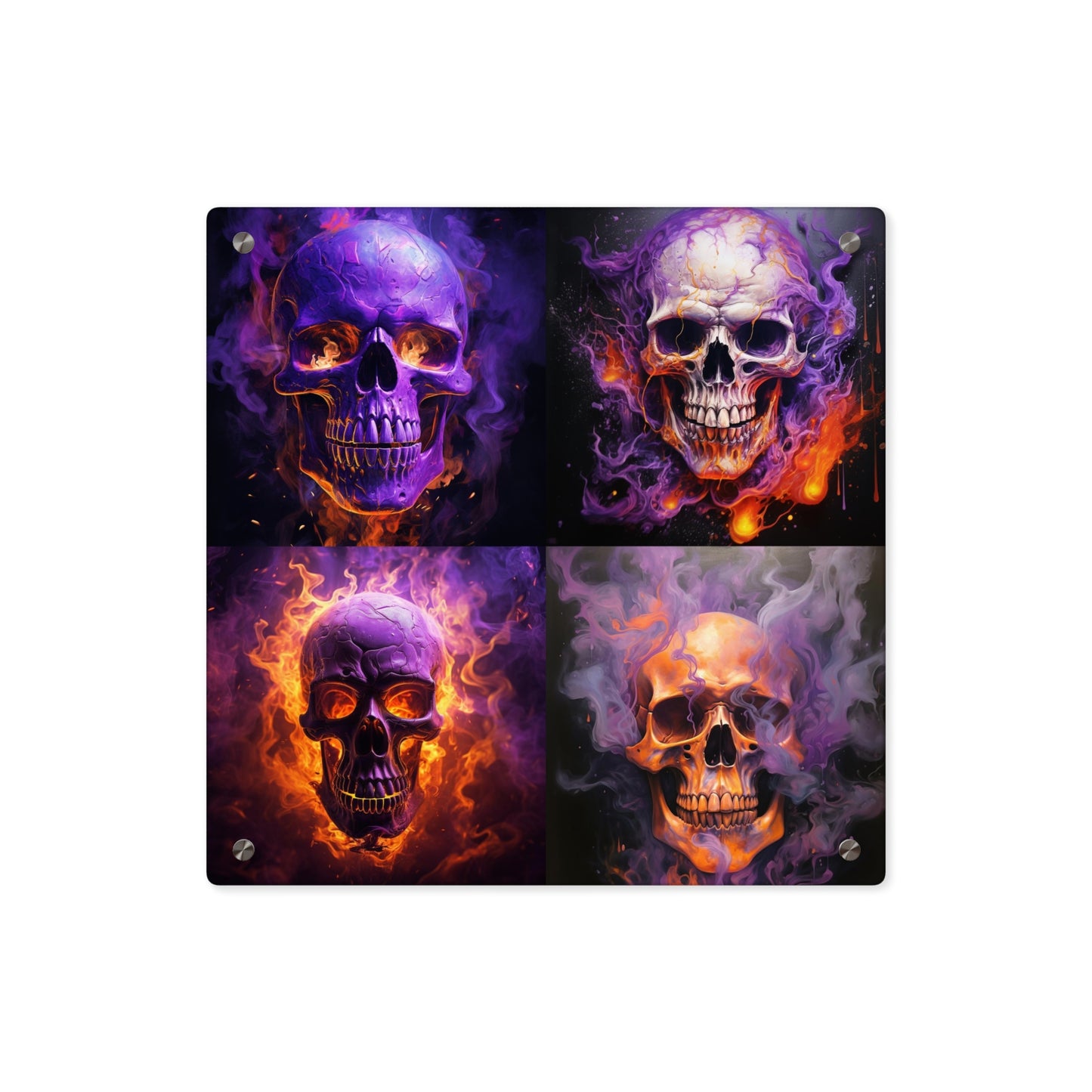 Acrylic Wall Art Panels Skull Flames 5