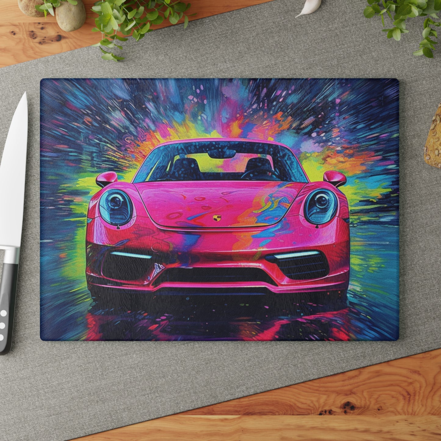 Glass Cutting Board Pink Porsche water fusion 3