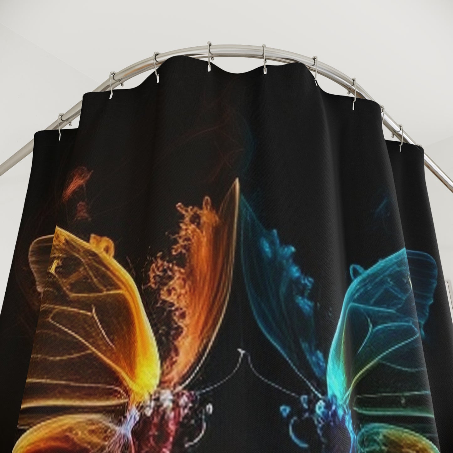 Polyester Shower Curtain Kiss Neon Butterfly 1