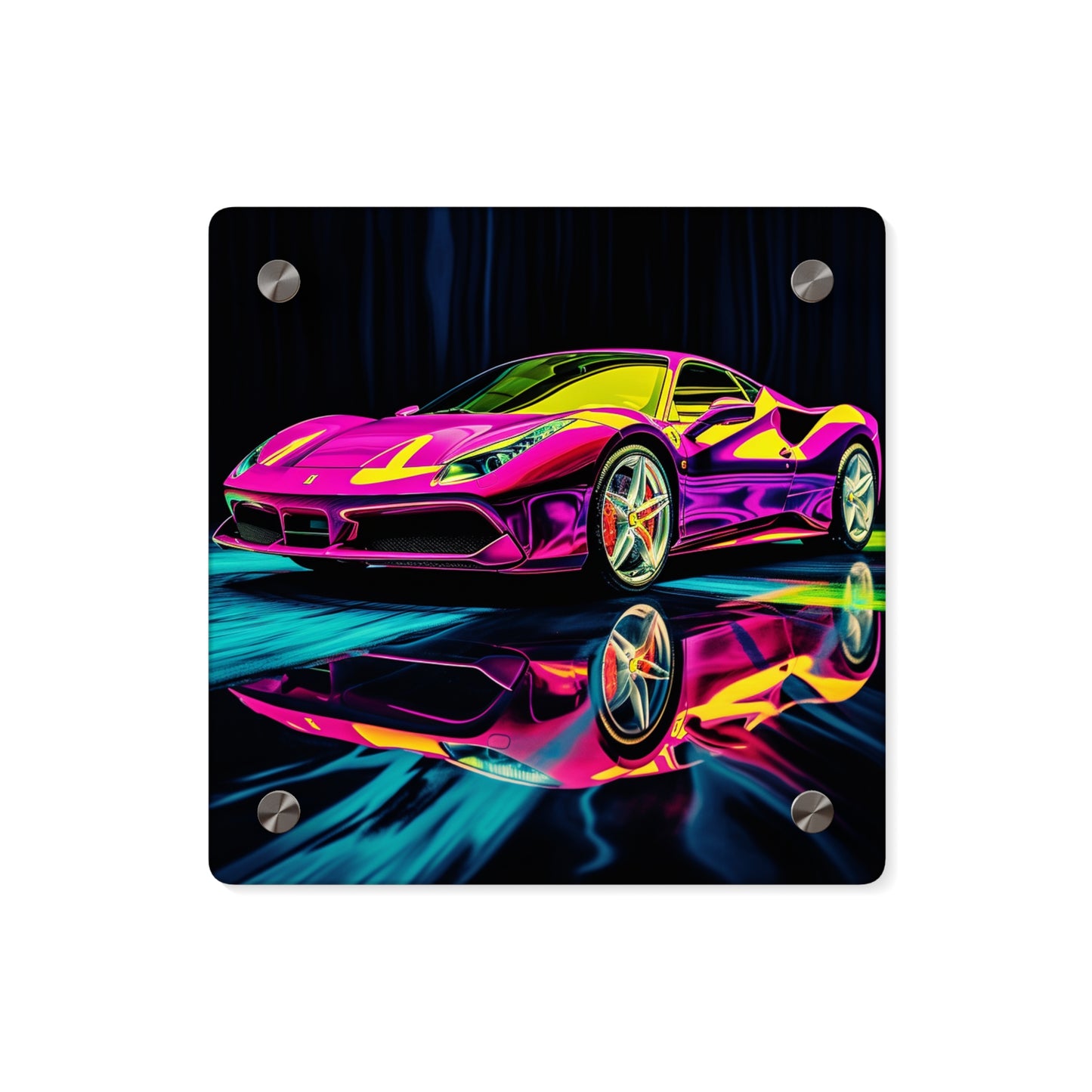 Acrylic Wall Art Panels Pink Ferrari Macro 3